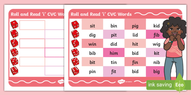 Roll and Read 'i' CVC Words Mat (teacher made)