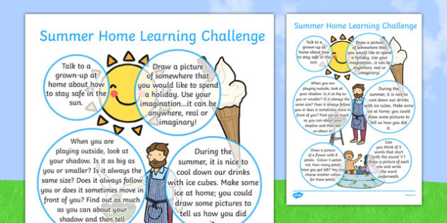 eyfs summer home learning challenge sheet nursery fs2