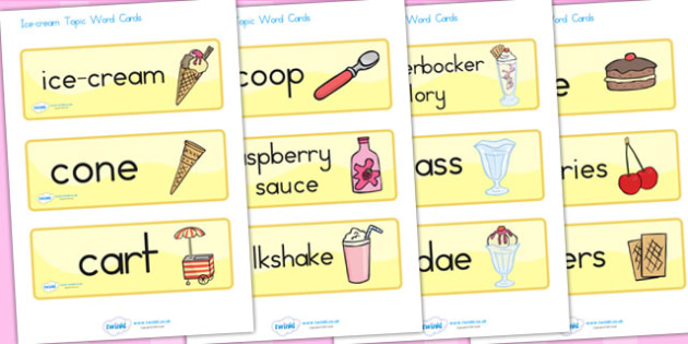 Ice Cream Parlour Word Cards (teacher made)