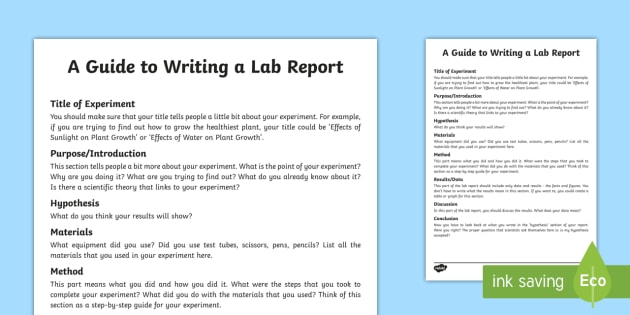 How To Write A Science Lab Report Science Investigation