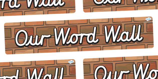 Free Our Word Wall Display Banner Cursive