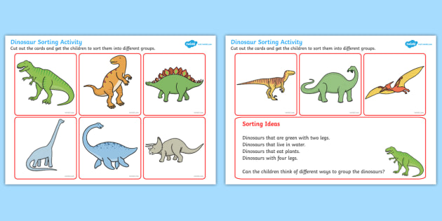 sorting dinosaurs activity