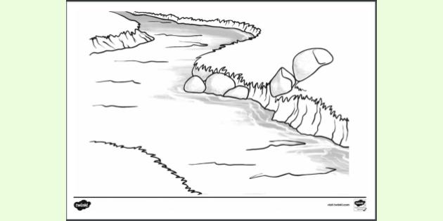 FREE! - River Background Colouring Sheet - Twinkl