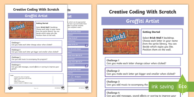 Graffiti Artist Scratch Worksheet / Worksheet