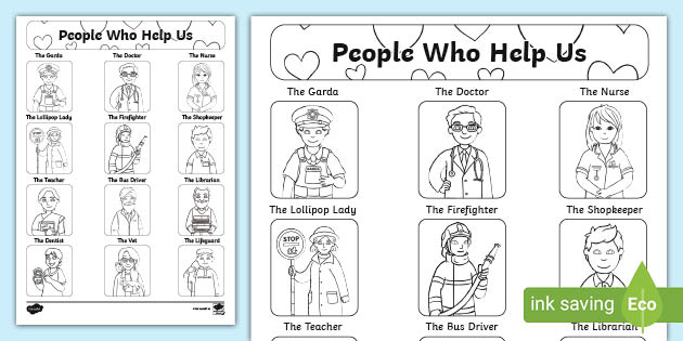 people who help us colouring sheet teacher made resources