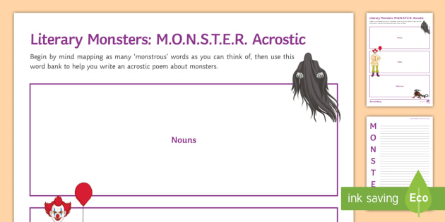 M.O.N.S.T.E.R. Acrostic Worksheet / Worksheet - acrostic photograph relating to Acrostic Puzzles Printable identified as M.O.N.S.T.E.R. Acrostic Worksheet / Worksheet - acrostic