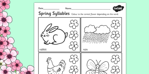 spring syllables worksheet 2 teacher made
