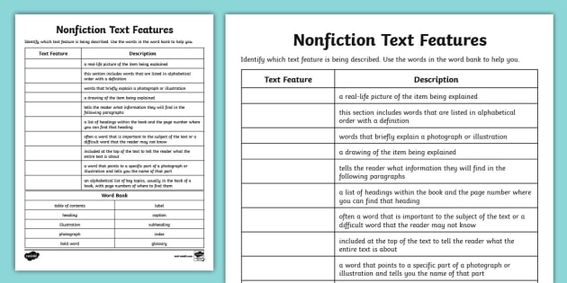 Grade　Twinkl　Features　3rd-5th　Activity　for　Nonfiction　Text