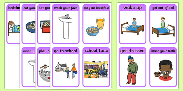 daily routine picture cards for children