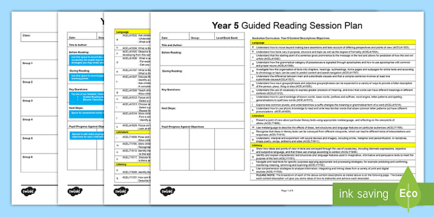 Year 5 Guided Reading Planning Template - English Resources