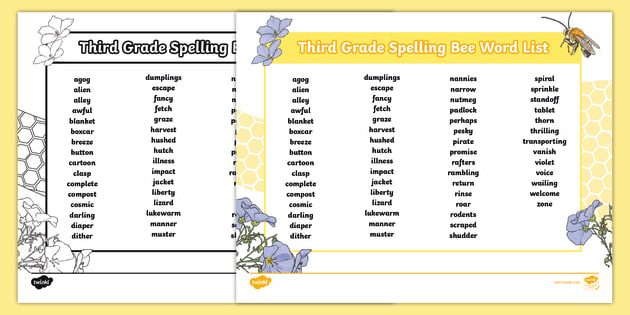 Third Grade Spelling Bee Word List teacher Made 