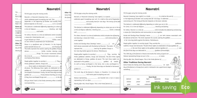 KS2 Navratri Differentiated Worksheet / Activity Sheets