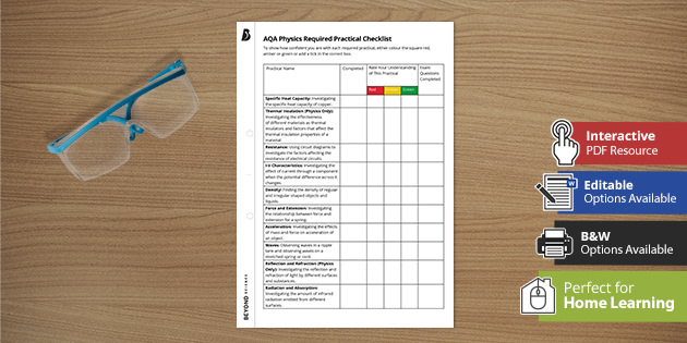 Physics Checklist | AQA GCSE | Required Practical | Beyond