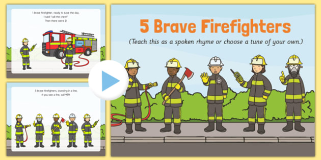 5 Brave Firefighters Rhyme PowerPoint