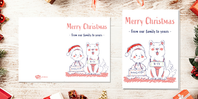 From Our Family To Yours Christmas Card Twinkl Party