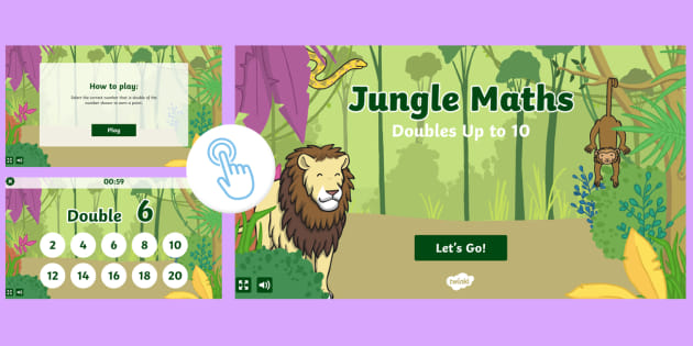 Jungle Maths: Doubles To 10 - Improve My Maths Online Game