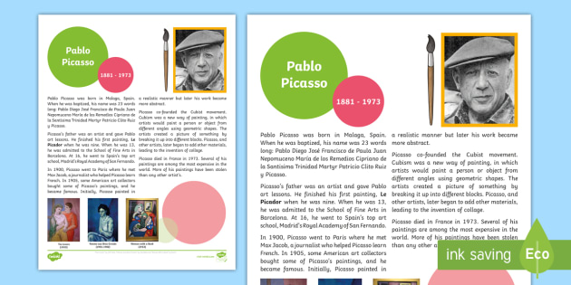 pablo picasso biography ks2