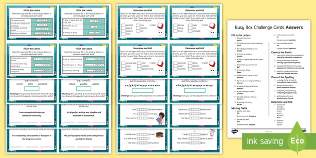 Lks2 Busy Box English Challenge Cards Teacher Made