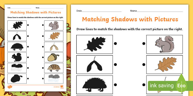 Autumn Shadow Matching Worksheet