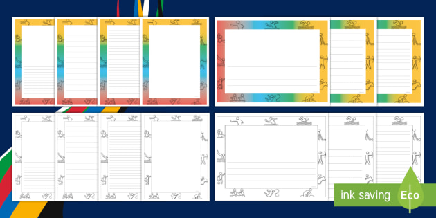 Summer Olympics Page Borders | Blank and Lined Journal Pages