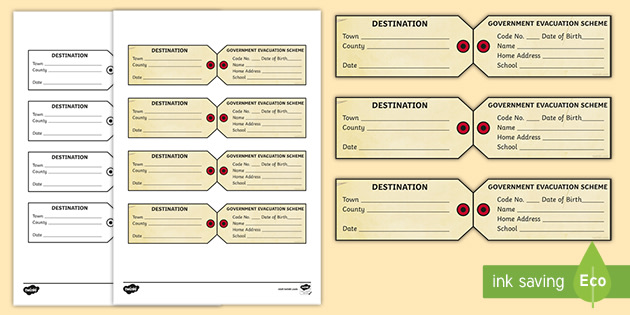 Evacuee Gas Mask Box Labels Evacuation WW2 Facts KS2