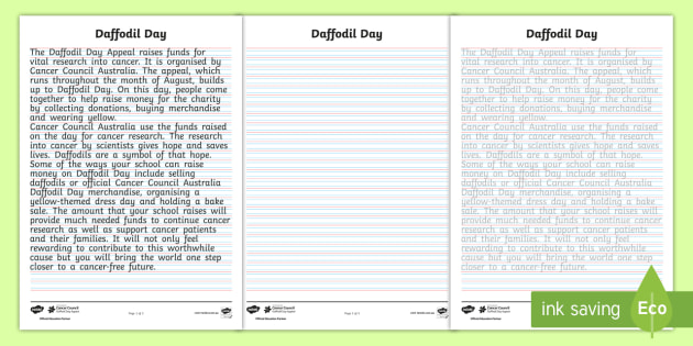 free daffodil day years 3 4 handwriting worksheets