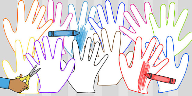 Hand Outlines Multicoloured Ks1 Teaching Resource