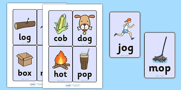 CVC Word Cards (o) - CVC, CVC word, three phoneme words, three