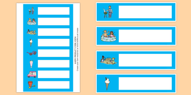 Summer Themed Gratnells Tray Labels (teacher made)