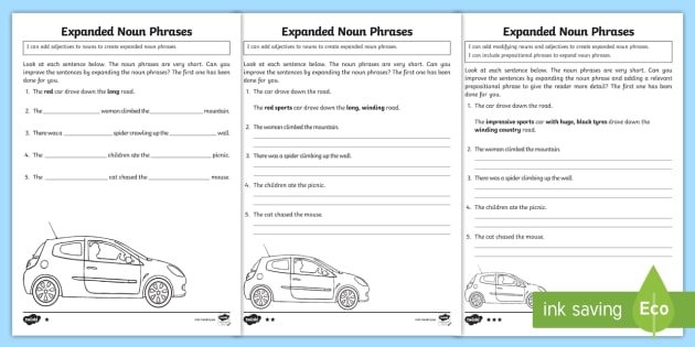 Expanded Noun Phrases Worksheet PDF English teacher Made 