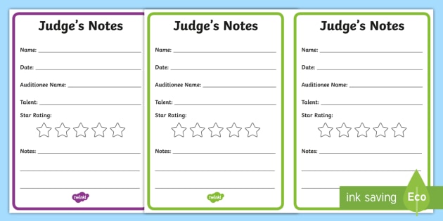 audition talent form judge show Notes Talent Role Show Audition  talent, Judges role Play