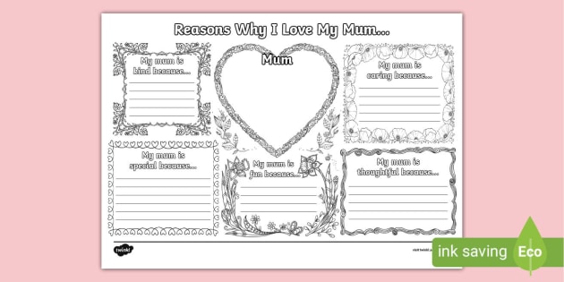 Reasons Why I Love My Mum Activity (Teacher-Made)