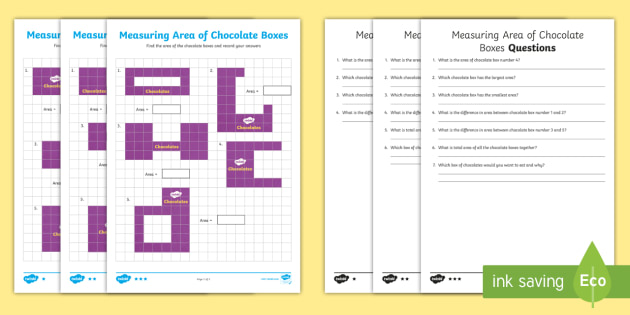 Year 4 Measuring Area Of Chocolate Boxes Worksheet