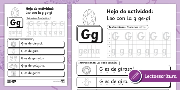Hoja de actividad: Leo con la g ge-gi