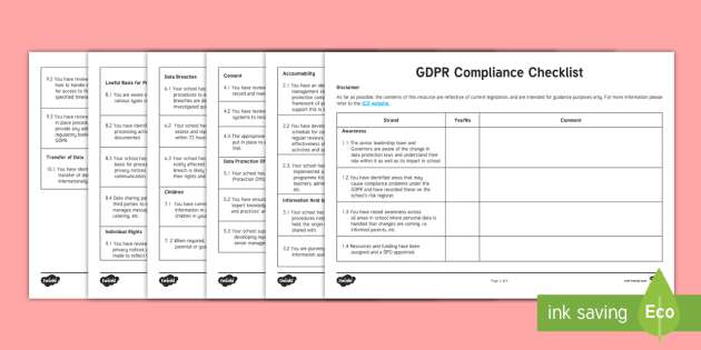 Free Gdpr Compliance Checklist Teacher Made