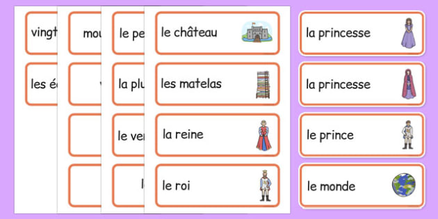 Cartes De Vocabulaire La Princesse Et Le Petit Pois