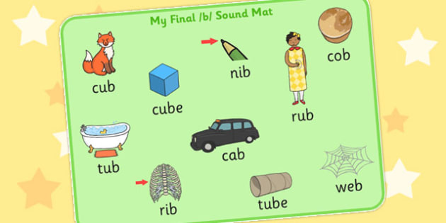 Final B Sound Word Mat (teacher Made)