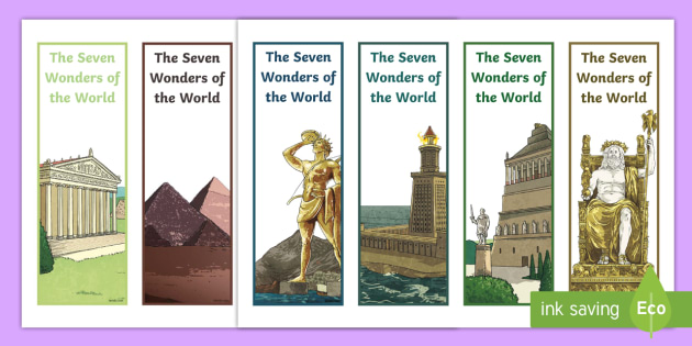 The Seven Wonders of the World Editable Bookmarks