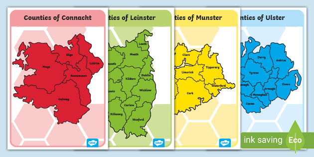 Roi G 011 Provinces Of Ireland Map Outline Display Posters Ver 3 