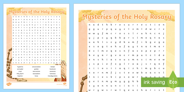 Rosary Word Search | Christian Teaching Resource | Twinkl