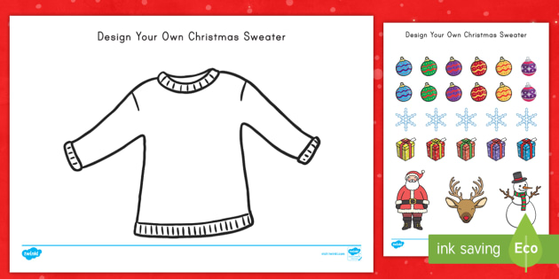 Design Your Own Christmas Sweater Cut and Paste Activity Sheet