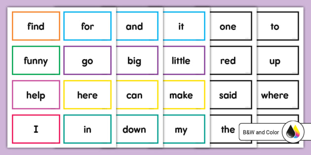 Pre-Primer Sight Words | Flash Cards | Kindergarten Resource