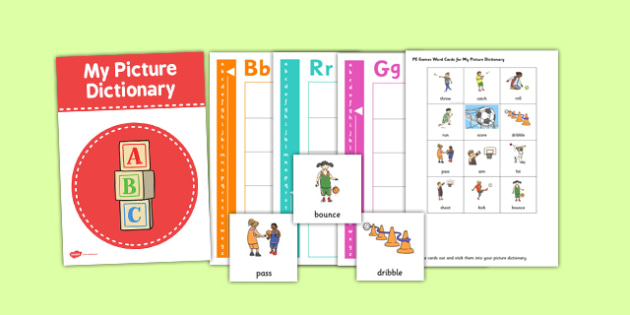 PE Games Picture Dictionary and Word Card Set (teacher made)