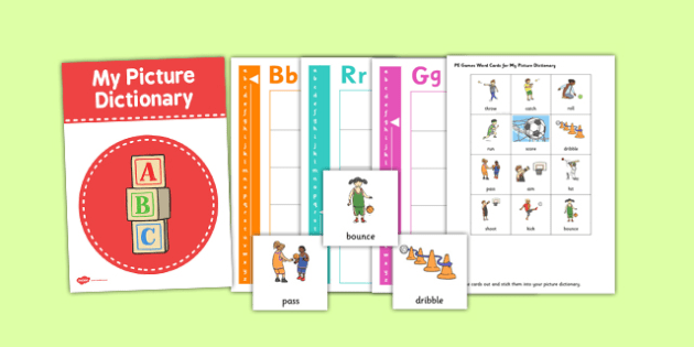 PE Games Picture Dictionary and Word Card Set