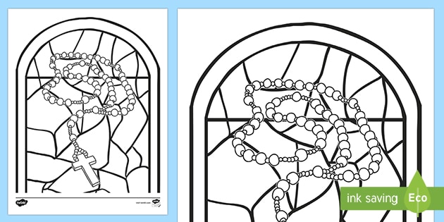 The Month Of The Holy Rosary Stained Glass Coloring Activity