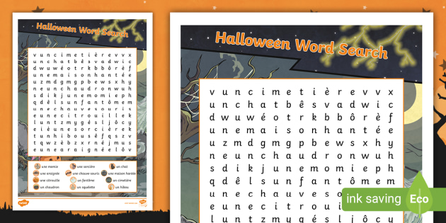 French Halloween Word Search French Activities