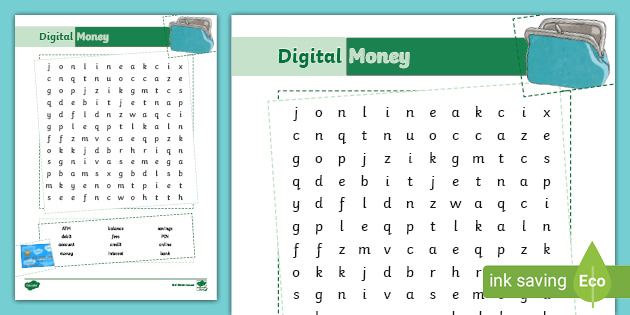 Digital Money Word Search (teacher made)