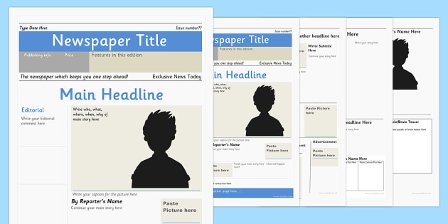 Editable Newspaper Front Page Teaching Resources