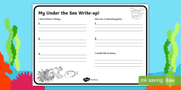 Under the Sea Write Up Worksheet (teacher made)