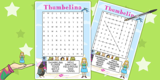 Thumbelina Wordsearch (teacher made)